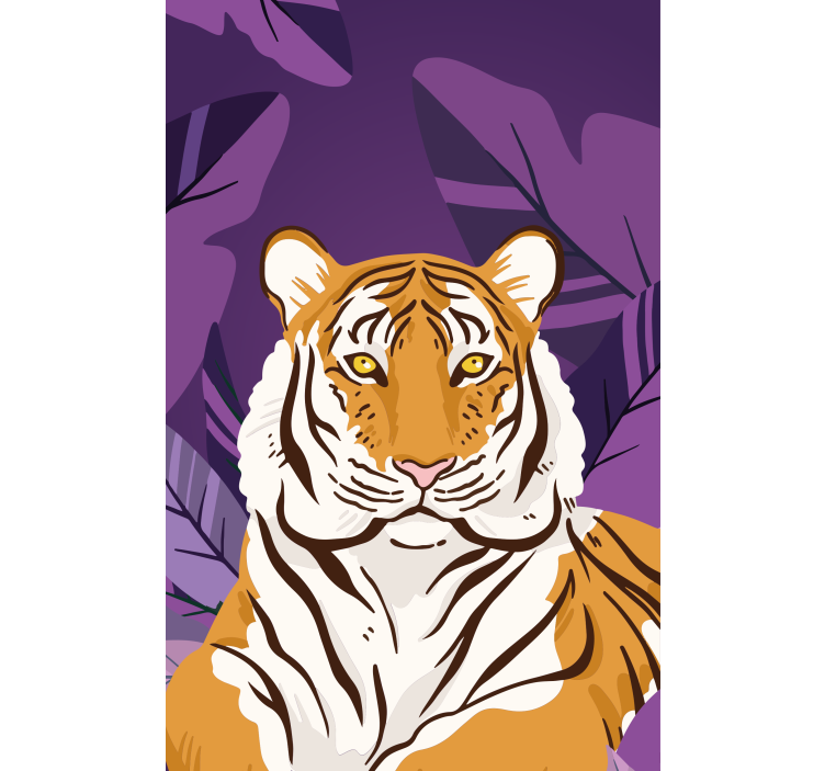 Estores de rolo de animais retrato de tigre com folhas - TenStickers