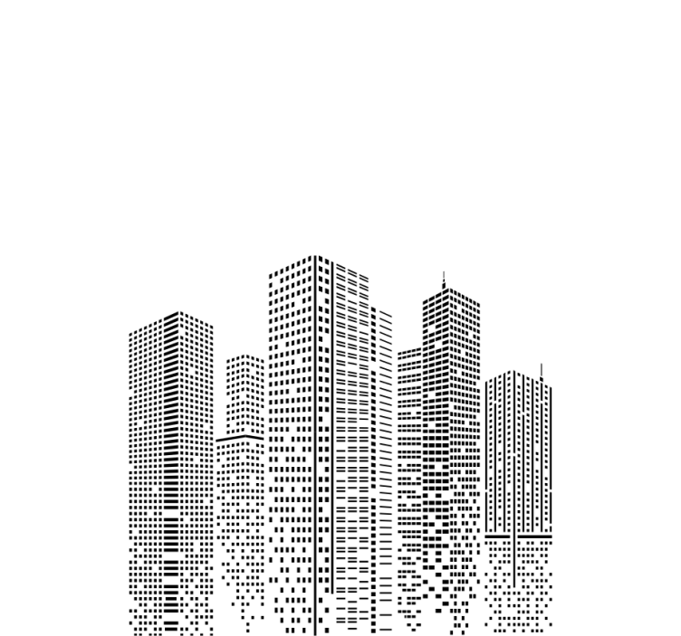 Estore branco com a silhuetas de prédios altos - TenStickers