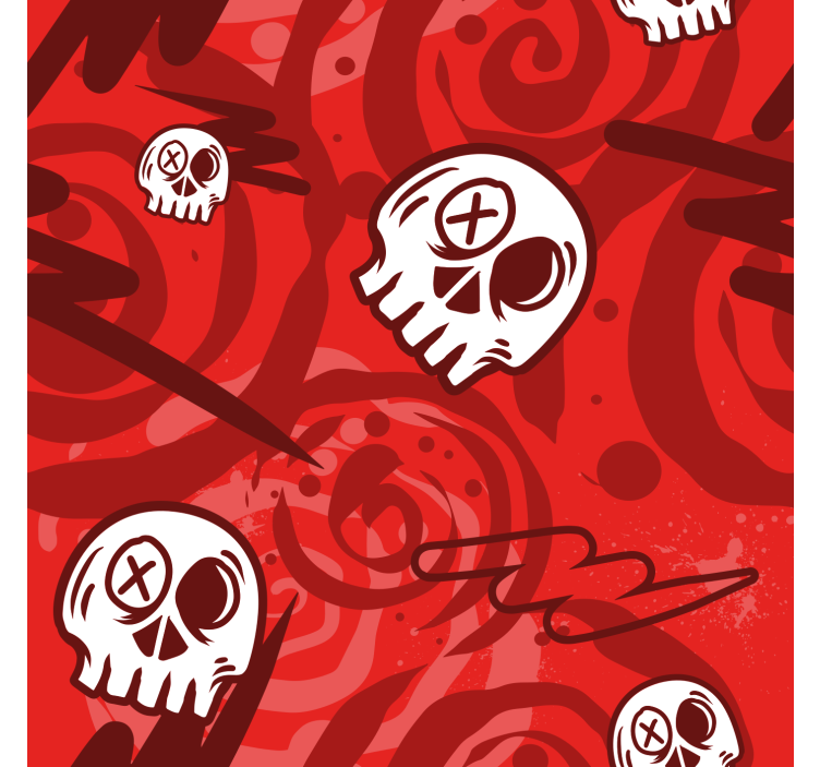 Estore de rolo vermelho graffiti com caveiras - TenStickers