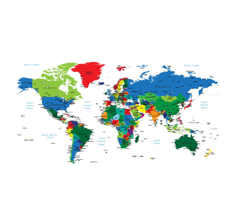 Estore de rolo do mapa mundial cartografia política - TenStickers