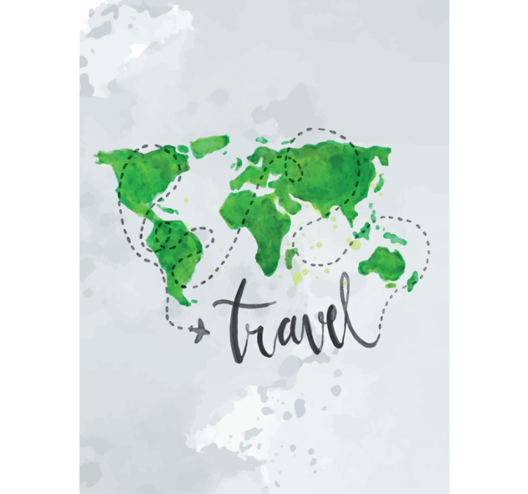 Estore de rolo do mapa mundial viagem em aquarela - TenStickers