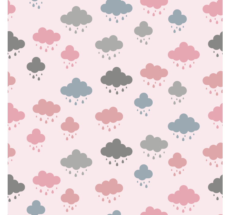 Estore de rolo de nuvens chuva rosa e cinza - TenStickers