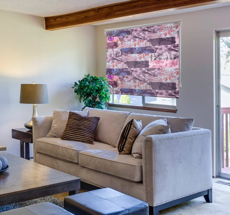 Estores de rolo colagem floral lavender - TenStickers