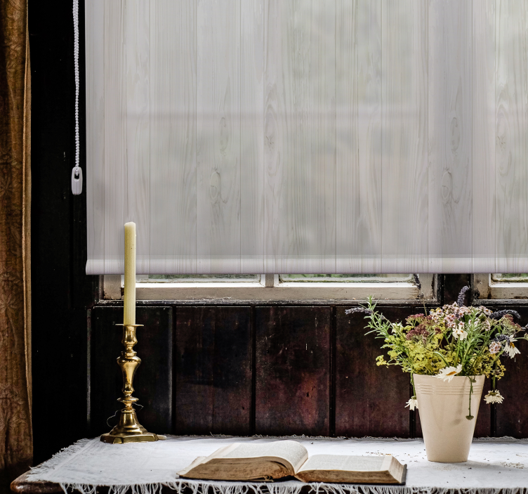 Estore branco vintage madeira rústica branca - TenStickers