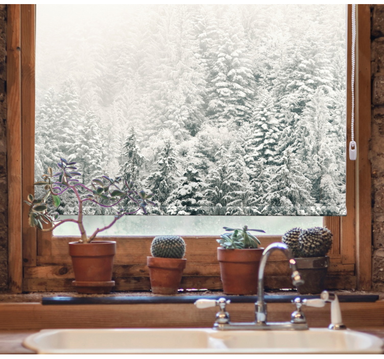 árvores cobertas de neve cortinas do quarto principal - TenStickers