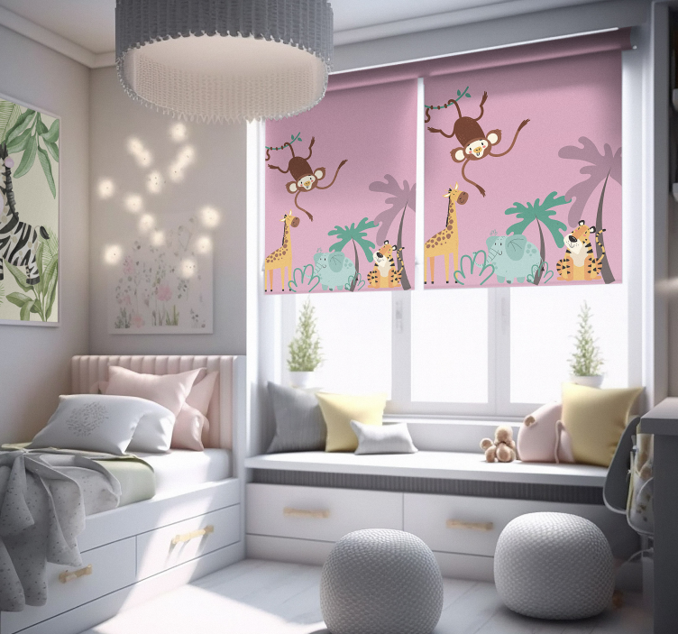 "boho" crianças selva vários animais cegos - TenStickers