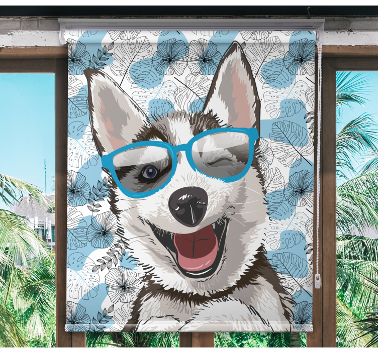 cão fofo sorrindo cego de flores - TenStickers