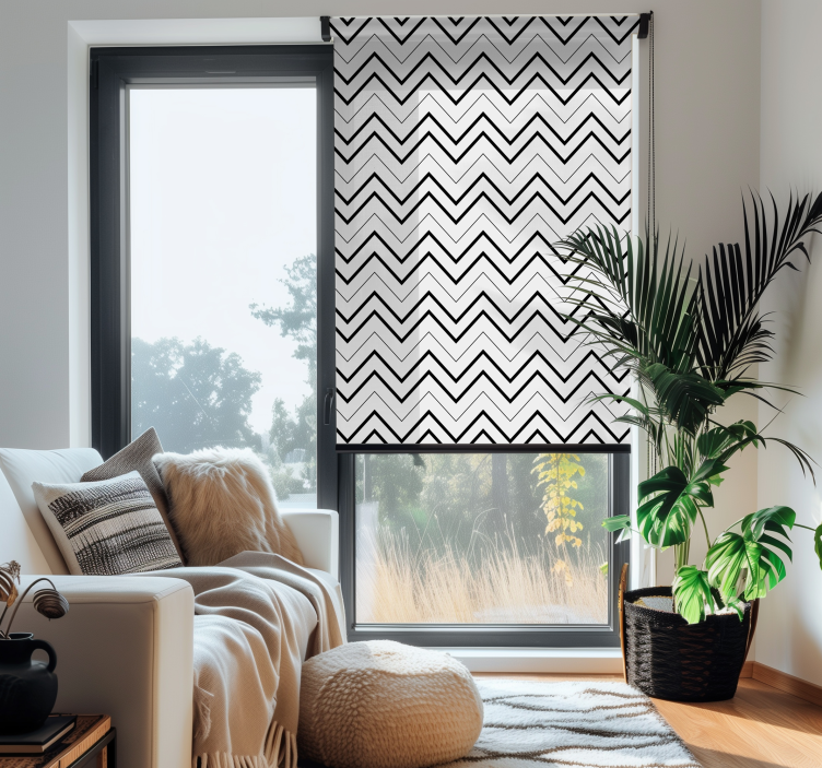 Zig zag riscas cinza cortinas modernas - TenStickers