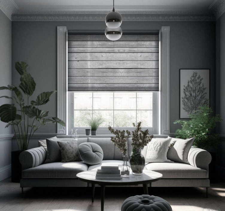 Cortina rústica de madeira cinza escuro - TenStickers