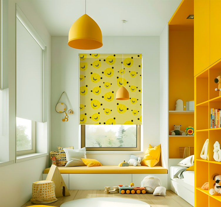 Estore amarelo padrão de ursos - TenStickers