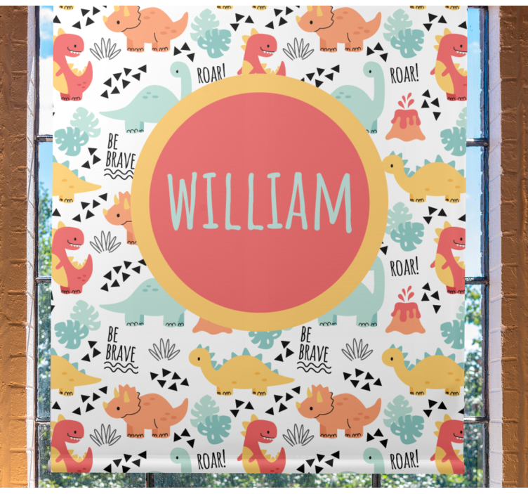 Estore de rolo dinossauros com nome em círculo - TenStickers