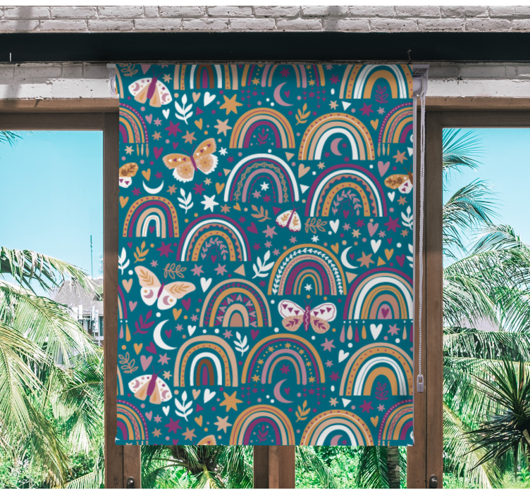 Estore de rolo infantil arco-íris e borboletas coloridas - TenStickers