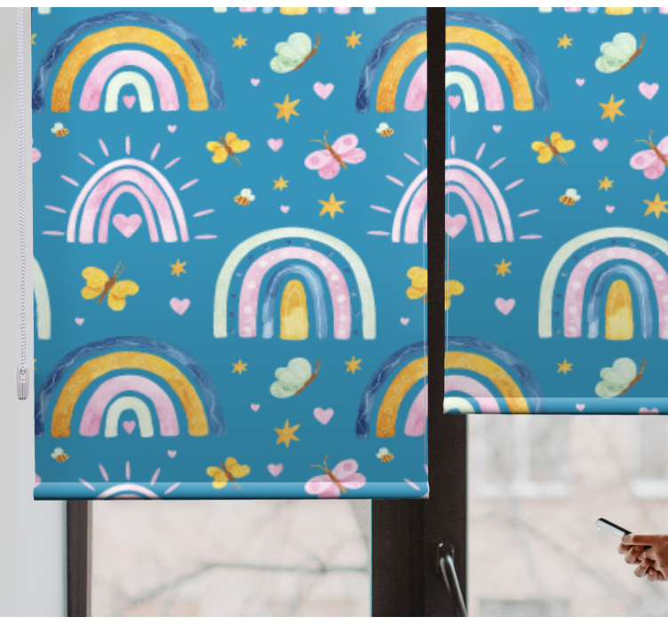 Estore de rolo infantil design de borboletas arco-íris - TenStickers