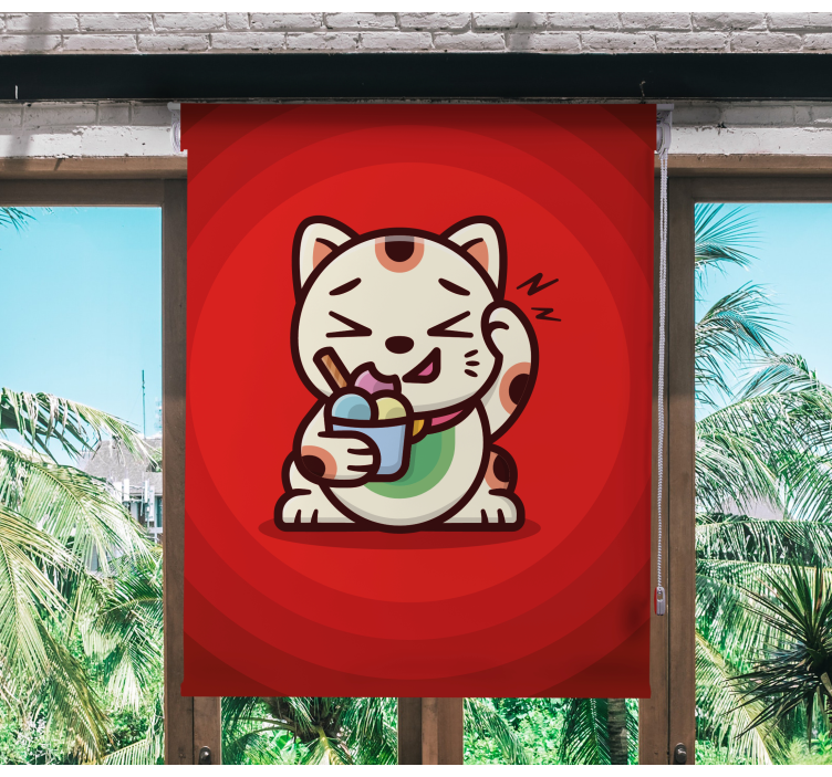 Estore de rolo divertidos gato aproveitando guloseimas - TenStickers