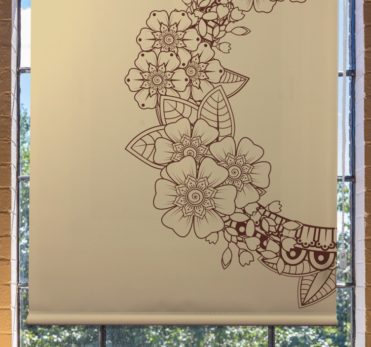 Estore de rolo florais desenho de contorno floral - TenStickers