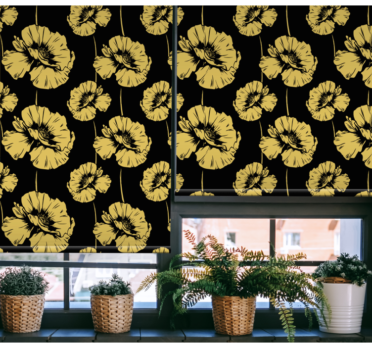 Estore de rolo florais design amarelo e preto - TenStickers