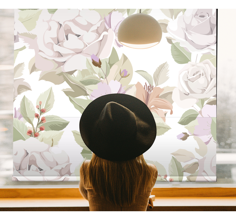 Estore de rolo elegantes motivo floral bege - TenStickers