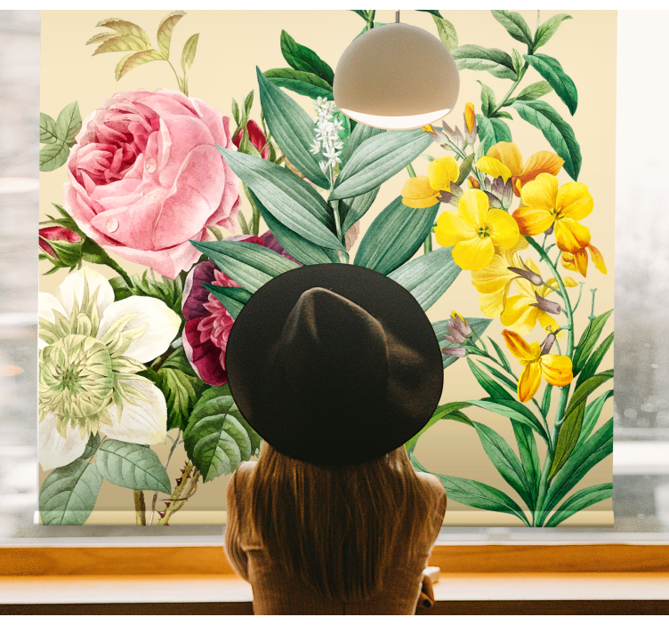 Estore de rolo flores e plantas arranjo floral exuberante - TenStickers