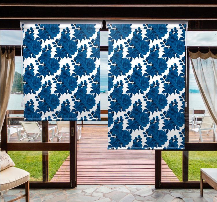 Estore de rolo flores e plantas motivo de flor azul - TenStickers