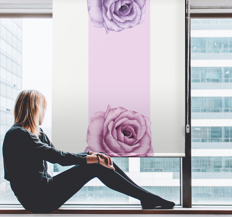 Estore de rolo flores e plantas sotaque rosa roxa - TenStickers