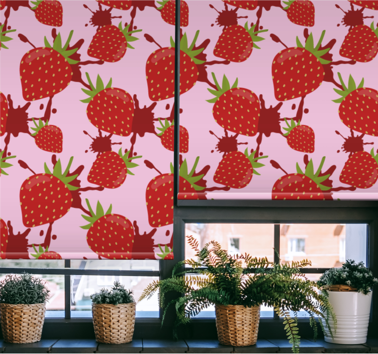 Estore de rolo frutas e verduras padrão splash de morango - TenStickers