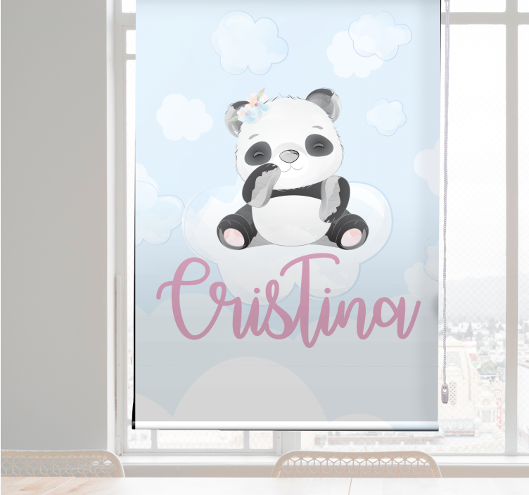 Estore de rolo infantil bebê panda sentado com nome - TenStickers