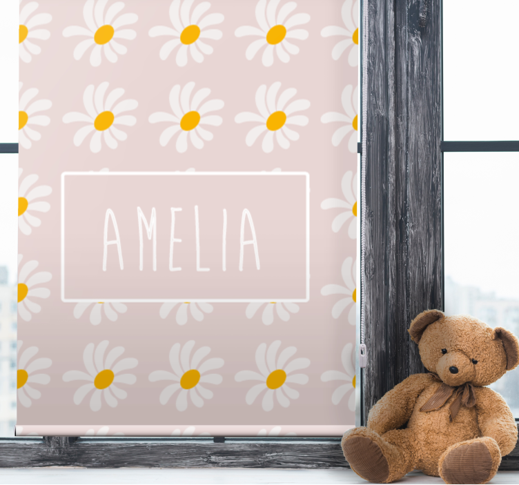 Estore de rolo infantil margarida floral com nome - TenStickers