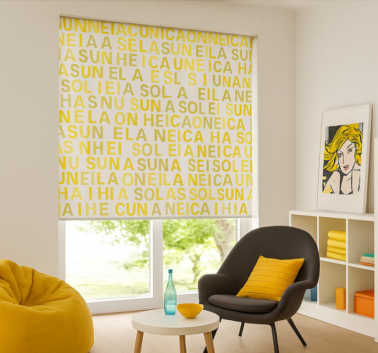 Estore de rolo juvenil letras impressas em amarelo - TenStickers