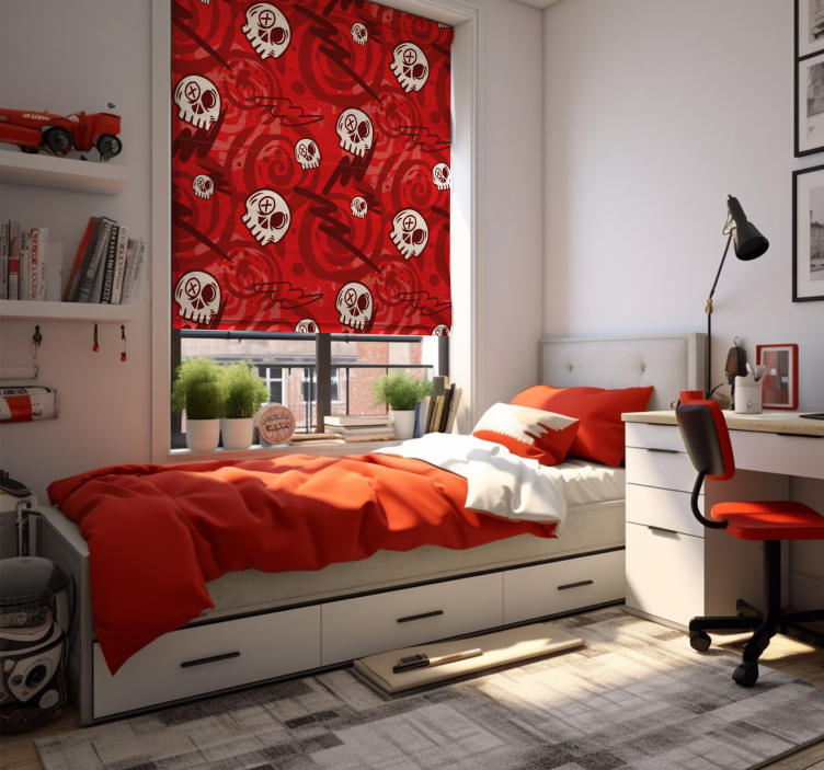 Estore de rolo vermelho graffiti com caveiras - TenStickers