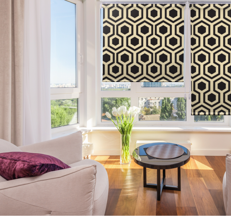 Estore de rolo para sala estilo hexagonal - TenStickers