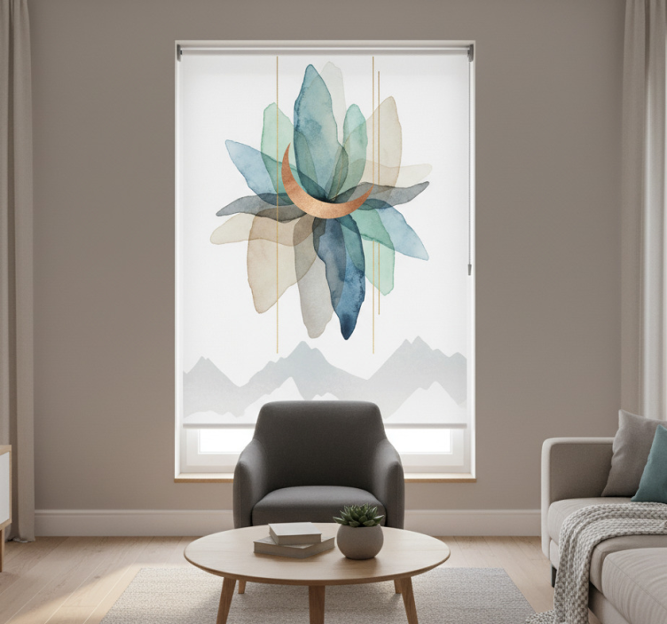 Estore de rolo nórdico cena de montanha colorida abstrata - TenStickers