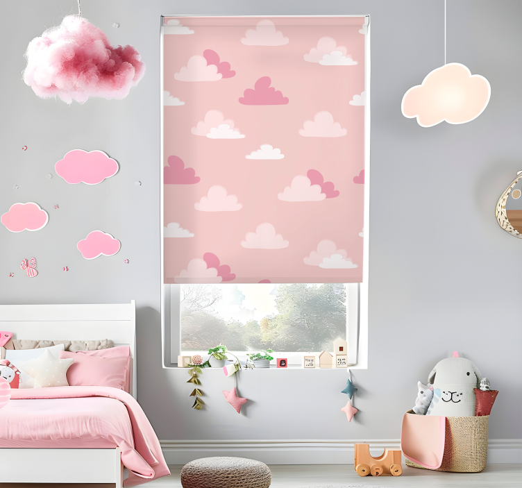 Estore de rolo de nuvens padrão rosa e branco - TenStickers