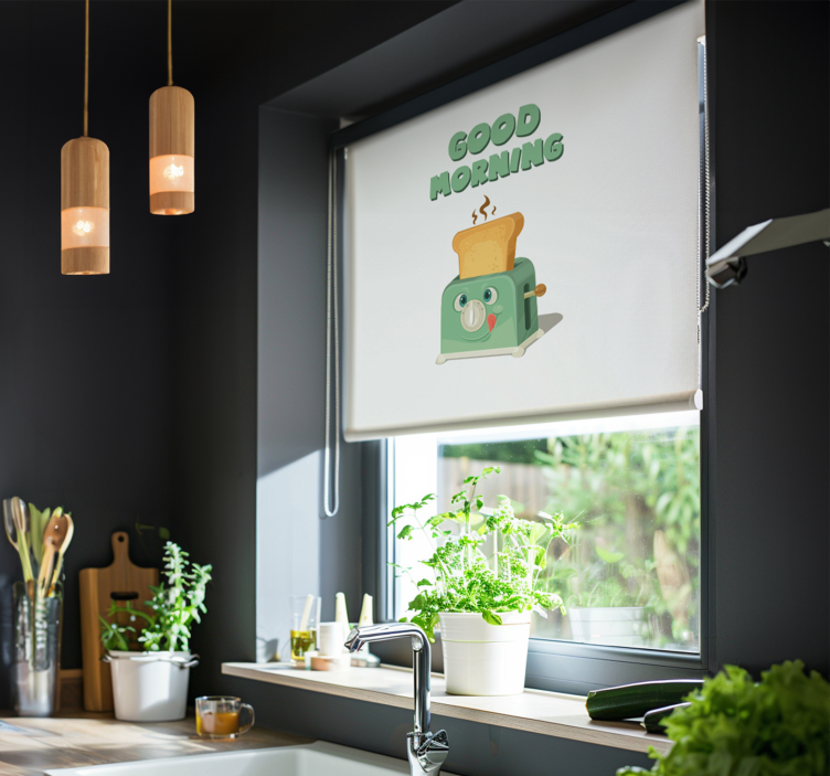 Estore de rolo para cozinha bom dia com torradeira - TenStickers