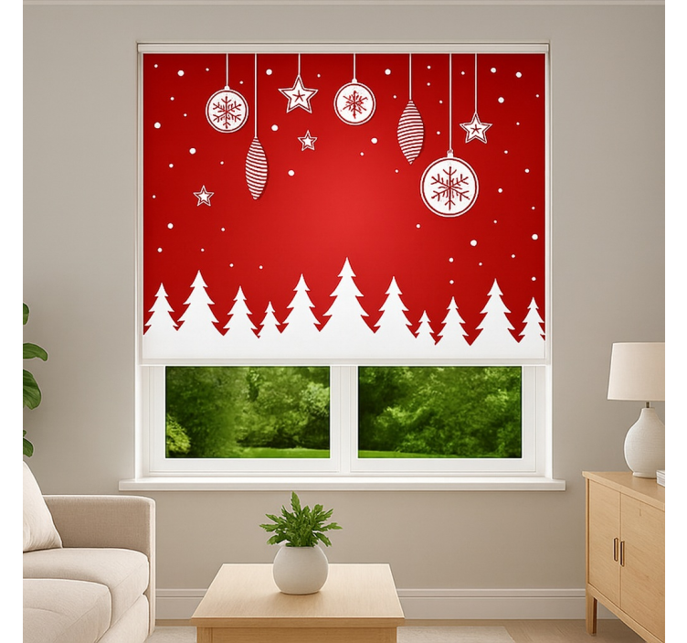 Estore de rolo para sala árvores de natal vermelhas - TenStickers