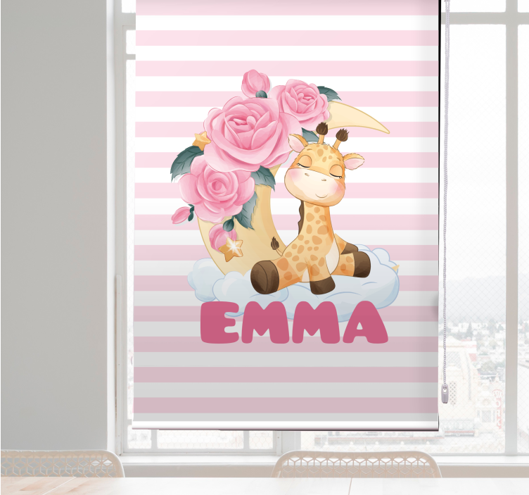 Estore de rolo personalizável girafa com rosas - TenStickers