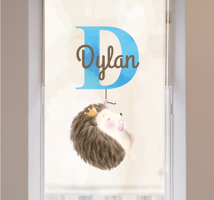 Estore de rolo infantil ouriço com inicial e nome - TenStickers