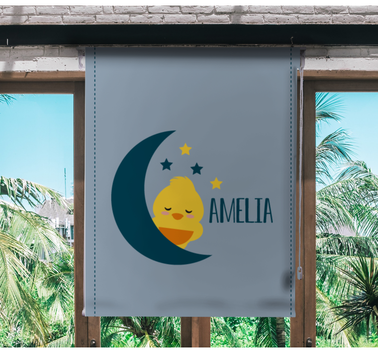 Estore de rolo infantil pintinho da lua com nome - TenStickers