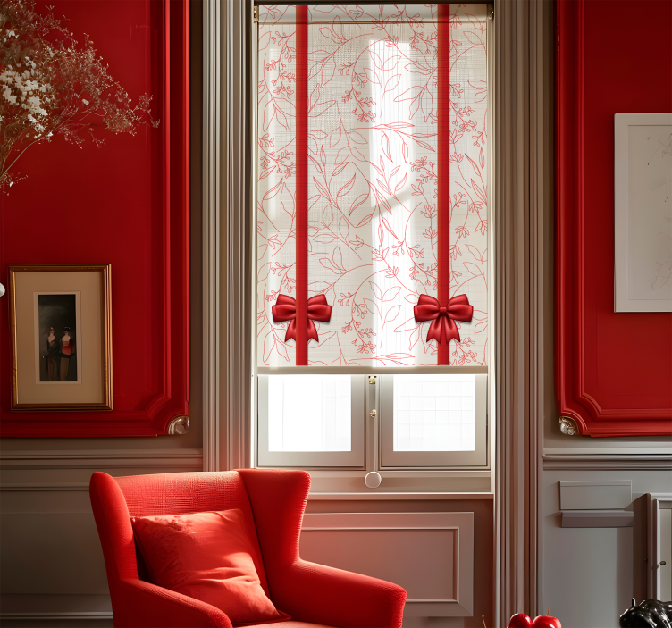 Estore de rolo romântico padrão floral com gravatas - TenStickers