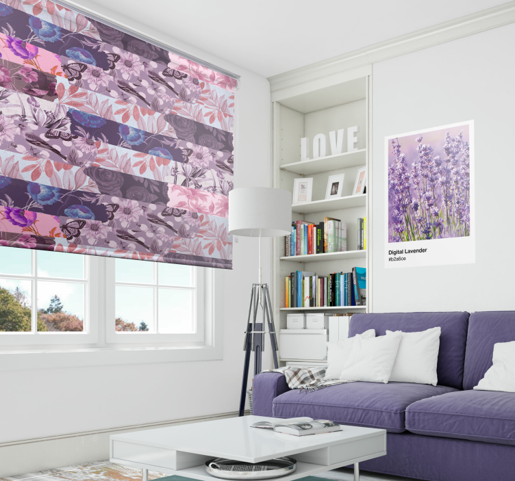 Estores de rolo colagem floral lavender - TenStickers