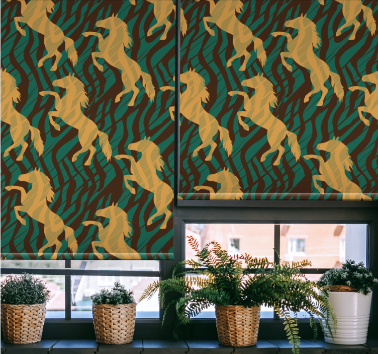 Estores de rolo de animais cavalos dourados galopando - TenStickers