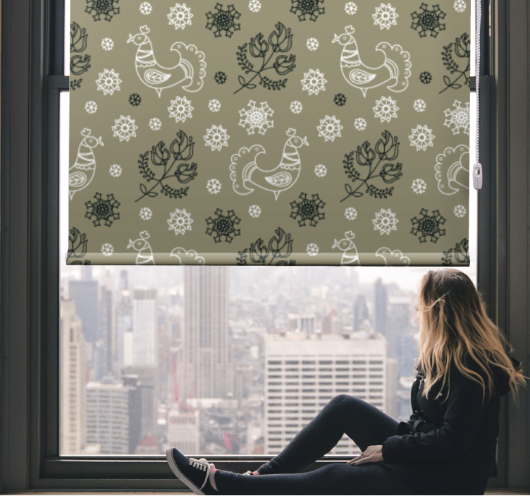 Estores de rolo de animais padrões de pássaros encantadores - TenStickers