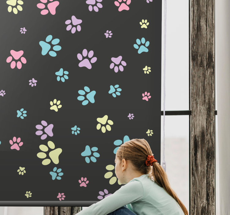 Estores de rolo de animais pegadas coloridas - TenStickers