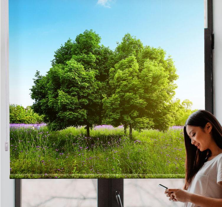 Estores de rolo de árvores cenário de vegetação exuberante - TenStickers