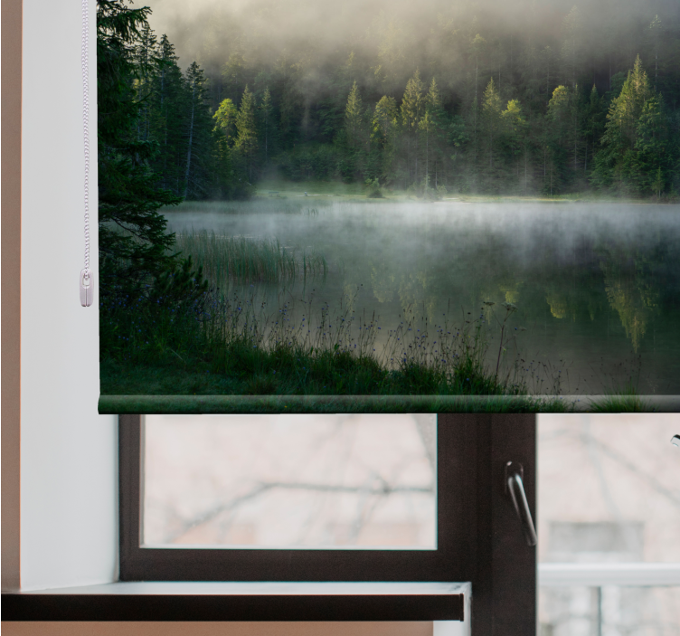 Estores de rolo de árvores reflexo da floresta enevoada - TenStickers