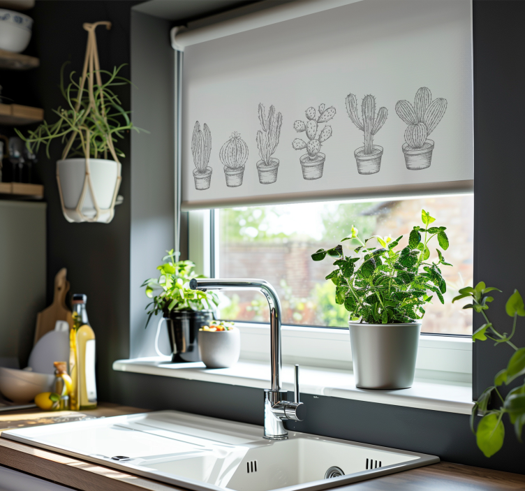 Estores de rolo cactos tons de cinza - TenStickers