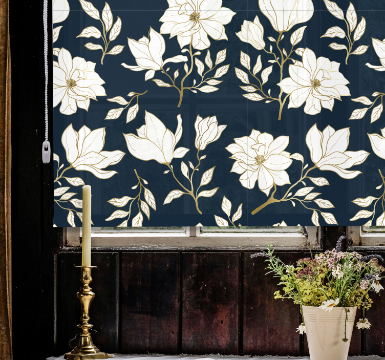 Cortinas de rolo originais flores brancas - TenStickers