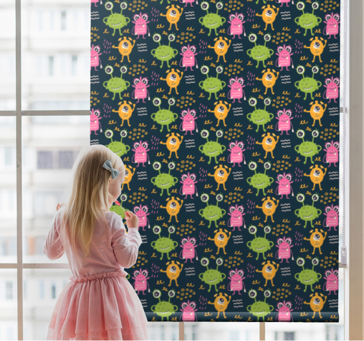 Padrão de alienígenas colorido engraçado para crianças cegas - TenStickers