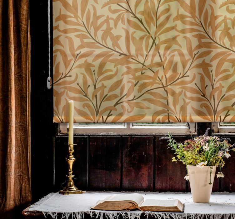 Cortina elegante com folhas de laranja - TenStickers