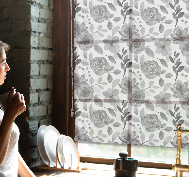 Rosas cinzentas com folhas cinzentas flores cegas - TenStickers