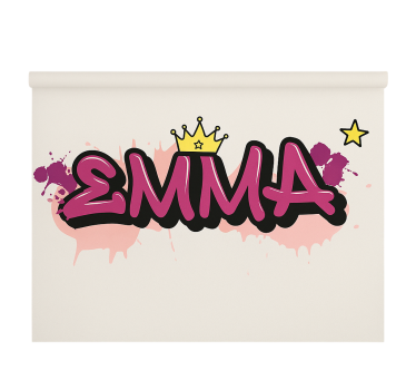 Estore de rolo infantil grafite personalizado rosa - TenStickers